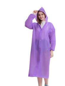 1pc Waterproof Thicken EVA Hiking Rain Poncho, Unisex Transparent Rain Jacket For Camping & Hiking