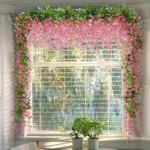 1PC Wisteria Hanging Flowers 70.87in Artificial Wisteria Vine Silk Wisteria Flowers Garland For Wedding Arch Party Garden Home Decor Wall Decor Easter Gift - Pink - View 5