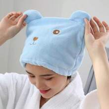 1pc Cartoon Teddy Bear Dry Hair Cap Absorbs Water And Thickens Hair For Adults. Quick Drying Bag, Headscarf, Shower Cap, Dry Hair, Shampoo Towel,Bonnet,Shower Cap,Hair Products And Accessories For Barber Salon Beauty Travel Essentials Back To School