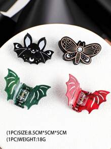 1 pièce Nouvelle série acrylique d'Halloween avec une conception de pince à cheveux originale en forme de chauve-souris, un accessoire de cheveux unique et amusant convenant pour les fêtes quotidiennes et les vacances