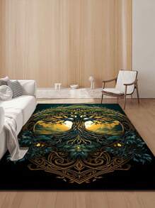 1pc Anti-Pollution Tree Of Life Rug, Stain-Resistant Polyester Tree Of Life Rug, Non-Shedding & Anti-Slip, Suitable For Living Room & Bedroom, Living Room Rug, Small Living Room Rug, Bedroom Rug, Living Room Home Decor, Outdoor Rug, Washable Rug