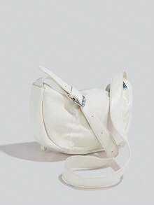 Bowknot Shoulder Bag For Women, Fashion Commuting Versatile Crossbody Bag With Large Capacity, Pleated Butterfly Design - Beige - View 3