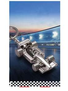 银色赛车钥匙扣，男女通用钥匙扣吊坠，手工汽车装饰和吊坠，学校汽车配件，可爱哥特风 Y2K 圣诞礼物创意 - 銀色 - 查看 2