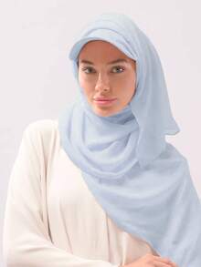 1 件女士即时头巾，优质针织头巾，纯色经典百搭阿拉伯时尚休闲棒球帽/头巾，适合日常防紫外线 - 淺藍色 - 查看 4