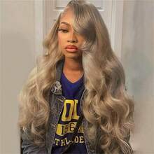 Rina 200% Density Milk Tea Ash Blonde Lace Front Wig Human Hair Upgrades Body Wave Platinum Grey Balayage Lace Front Wig More Full And Thicker 13x4 HD Invisible Frontal Wig For Women 20 Inch01 - Upgradesmilkteaashblondecolor - View 2