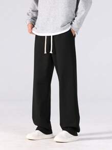 1 Piece Men's Outdoor Casual Wear Pants - All Seasons - Casual Wide Leg Sweatpants With Basic Drawstring Waistband And Cuffs