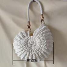 New Handmade Woven Fashionable Minimalist Shell Handbag, White - White - View 6