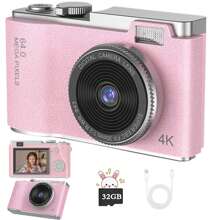Appareil photo numérique HD, enregistrement vidéo 48MP et 1080P, appareil photo compact de 2,4 pouces avec carte 32 Go, parfait pour les enfants et les étudiants, excellent cadeau pour un usage extérieur et quotidien