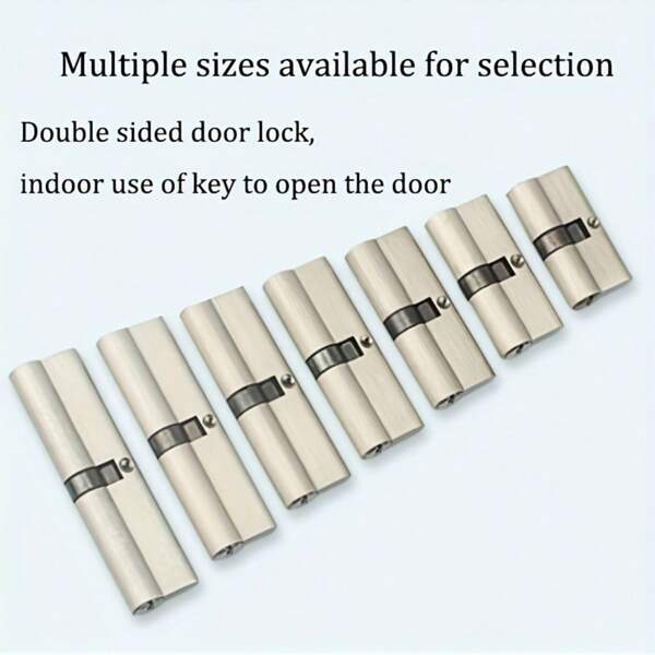 1 Set European Standard Anti-Theft Door Lock Cylinder, Solid Brass Double Locking Mechanism, Includes 5 Master Keys, Fits 60/70/80/90mm, Suitable For Front Doors And Interior Doors