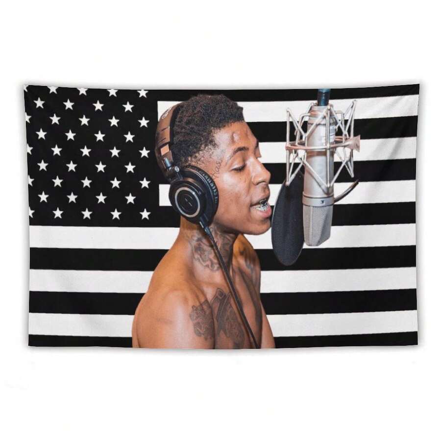 YoungBoy Never Broke Again Tapestry Poster Concert Banner Bedroom Living Room Sofa Dormitory Bedside Wall Decoration Painting - 60x40吋/152公分(寬)x 102公分(高) - 查看 1