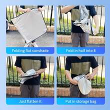 1 pezzo Parasole anteriore per parabrezza auto in colore titanio, 2 opzioni di dimensione, in materiale argento titanio con protezione UV, parasole auto pieghevole, blocca i raggi UV e mantiene fresco l'interno dell'auto, adatto alla maggior parte dei veicoli, versione pieghevole con borsa per il trasporto, dimensioni circa 57*31,5 pollici, parasole, vela parasole, blocca sole, accessori auto