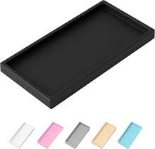 Vanity And Bathroom Tray, 7.7" ABS Countertop Organizer,Waterproof Vanity Tray For Toilet Tank,Perfume,Soap,Keys,Bathroom Accessories,Kitchen And Bath Trays,Non Slip Small Trays,Black - Black - View 1