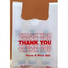 Bosphora White Thank You Plastic Bags – 0.49 Mil Thick, White T-Shirt Style – Durable Carry Out Grocery & Retail Bags – Ideal For Takeout, Convenience Stores & Daily Us 100ct - 白色 - 查看 2
