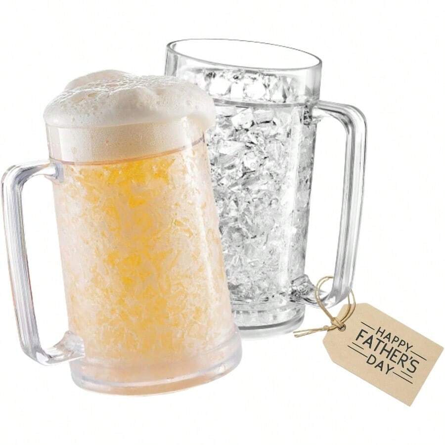 YUBeer Mugs For Freezer Double Wall Insulated Plastic Glasses Freezer Mugs 16 Oz Perfect Frozen Beer Mugs For Home Bar Accessories Gifts For Men 2 PackYU - Thông thoáng - Xem 1