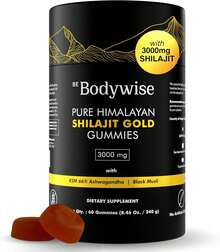 Be Bodywise Shilajit Gold Gummies – 3000mg Pure Himalayan Resin With Ashwagandha, Gokshura & Black Musli – Sugar-Free Vegan Supplement For Energy, Strength & Workout Recovery – 60 Gummies - 1 Bottle - 查看 1