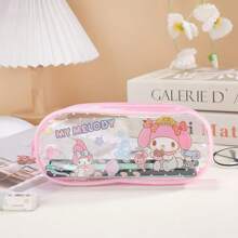 Sanrio 1pc Sanrio Character Cartoon Transparent Pencil Case Pouch, Student Stationery Storage Organizer Makeup Bag,Pencil Pouch,School Bag, School Supplies,Back To School