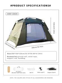 Large Capacity Beach Tent, Multi-Person Camping, Seaside, Family Outdoor, UV Protection, Easy Setup, Spacious, Leisure & Holiday - Multicolor - View 6