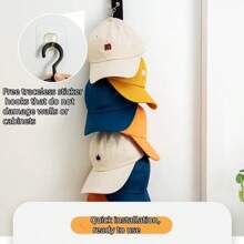 1pc Hanging Hats To Store Magical Items In The Bedroom, Sticking To The Wall. After Entering The Entrance, The Wardrobe In The Foyer Is Equipped With A Baseball Cap Storage Hook Rack, Which Can Be Used To Store Small Doll Pendants. The Display Rack Can Be Used To Store Dolls On The Doll Wall, And The Plush Door Can Be Used To Clip The Wardrobe Wall Mounted Storage Bag