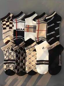 5 Pairs Random Men's Casual Boat Socks, Breathable Odor-Resistant Short Ankle Socks - Multicolor - View 5