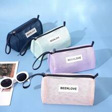 2025 Sac de maquillage minimaliste en maille, trousse de toilette de voyage unisexe, organisateur étanche. Essentiels de voyage pour les vacances, les vacances d'été, la rentrée scolaire. Sac pour les fournitures scolaires, sac de voyage pour femmes, sac de maquillage pour le voyage
