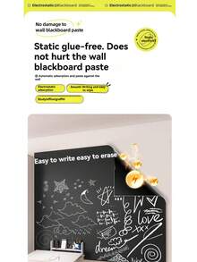 1 Set Of Detachable Blackboard Wallpaper And 5 Randomly Colored Chalk, Durable Dry Erase Wallpaper Message Board, Suitable For Children's Graffiti, Office, School, Home