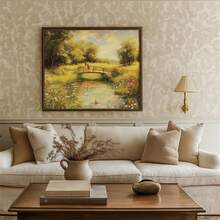 1 Pc Charming Spring Meadow With Spring Blossoms, Romantic Floral Landscape Printable Wall Art, Wall Decoration, Canvas Print, Oil Painting Poster, Modern Minimalist Style Print, Living Room And Room Decoration, Bathroom Decoration, Ideal Gift, No Frame