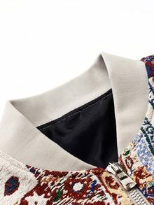 Men's All-Over Print Zipper Pocket Casual Colorful Graphic Long Sleeve Baseball Collar Jacket,Fall Clothes Men ,Varsity Cropped Jacket Men,For Going Out Street Wear, For Friends, Husband, Boyfriend Gifts