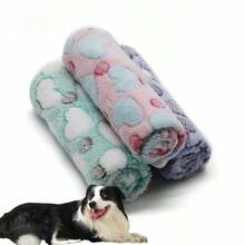 1 件彩色心形印花宠物毯，法兰绒四季保暖毯，可机洗 - 粉色 - 查看 4