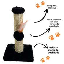Cat Scratching Post With Exclusive Sisal Toy - 黑色 - 查看 5
