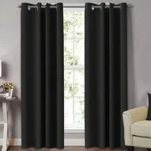 Black Blackout Curtains For Bedroom 96 Inch Long Solid Thermal Insulated Window Treatment Blackout Drapes Grommet Top Black Out Curtains/Panels/Drapes(2 Panels, 52 By 96 Inch, Black) - 黑與白 - 查看 1