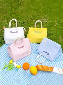 1pc Customized Thick Aluminum Foil Lunch Bag, Portable Insulated Cooler Bag With Multiple Pockets, Waterproof Handbag For Students, Office Workers, Outdoor Activities, Picnics - Suitable As Mother's Day, Valentine's Day, Nurses Day, Teacher's Day, Christmas, Back To School Gift, Women's Birthday Gift
