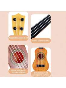 Mini chitară muzicală de jucărie pentru copii, ukulele, instrument cu 4 coarde, cadouri, favoruri de petrecere, interactiv, distracție, educațional pentru începători