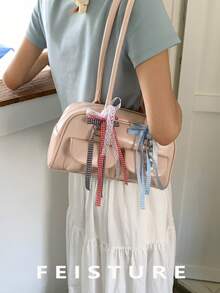 1 Túi đựng bowling có thể tháo rời, dây đeo có thể tháo rời, túi đeo vai nhiều ngăn có khóa kéo - Hồng - Xem 5