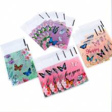 50 pezzi Sacchetti regalo con stampa di farfalle blu e fiori per festa di nascità, festa per la rivelazione del sesso, compleanno, matrimonio, sacchetti con stampa floreale, sacchetti tema farfalle per feste