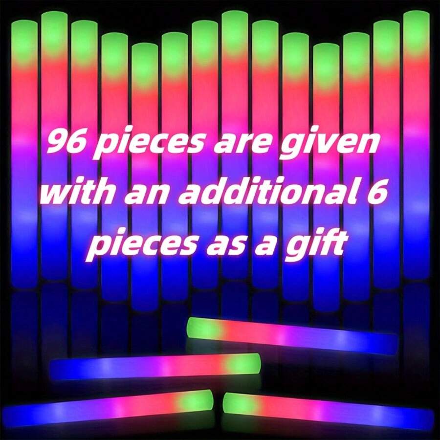 100/30pcs Foam Glow Sticks, Bulk Glow Sticks,  Foam Sticks For Parties In The Dark, Three Color Flashing Modes, Perfect Party Favors For Weddings, Dances, Concerts And Outdoor Events, Suitable For Birthday Parties, Halloween And Christmas - 彩色 - 查看 1