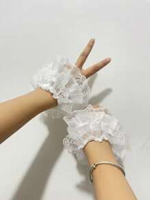 1 Paar Lolita-Stil kurze Spitzenstulpen, modische dekorative Stulpen im Soft Girl Stil