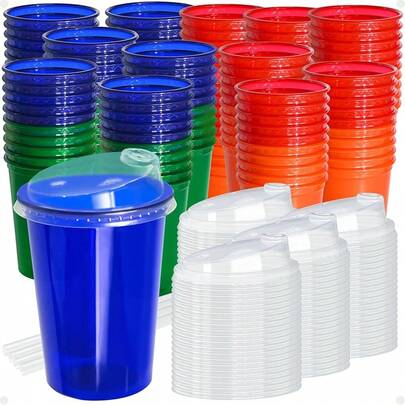 12 Oz Kids Sippy Cups, 20 Count Spill Proof & Reusable