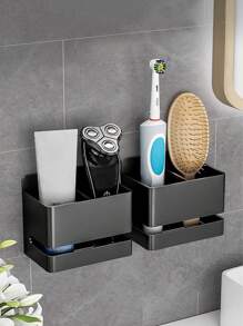 Badezimmer Aufbewahrungsbox Zahnbürstenhalter Wandmontierter elektrischer Zahnbürstenorganizer Stand Kamm Make-up Pinsel Rasierer Rasierapparat Fernbedienungshalterung, ohne Bohren erforderlich
