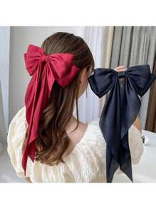 1 pièce pince à cheveux en dentelle blanche à 3 couches pour femme, jolie et élégante, avec un long ruban en polyester