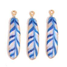 8pcs Mixed Bohemian Style Feather & Dye-Print Metal Small Pendants For Women's Bracelet, Earring, Necklace, Dream Catcher, Keychain