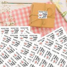150pcs/10sheets Envelope Gift Box Sealing Stickers, Dessert Cake Box Decoration Stickers, Self-Adhesive Label Stickers, Fast Food Takeout Bouquet Gift Box Packaging Thank You Stickers School Supplies,Back To School
