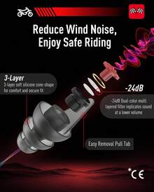 Motorcycle Ear Plugs, 3pairs Reusable Earplugs For Wind Noise Reduction-Comfortable Ear Protection Under Helmet For Motocycles,Motobike,Racing-Gifts For Motorcycle Lovers (24dB) - Multicolor - View 2