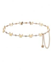 1pc Women's Metallic Silver Waist Chain, Fashionable Retro Bohemian Dress Decoration Belt Fall, Autumn, Halloween