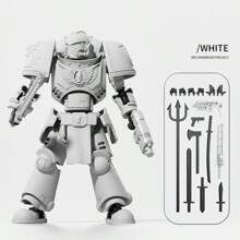 1 pieza Figura decorativa de guerrero acorazado de múltiples posturas impresa en 3D, juguete de ensamblaje DIY multiarticulación para reducir el estrés