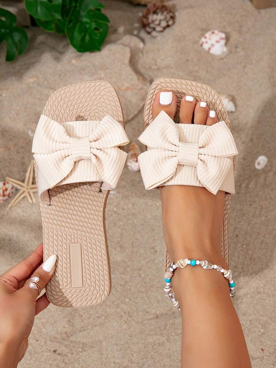 Sandalias de mujer para primavera/verano 2025, nueva moda elegante y clásica, antideslizante y duradera para exterior con moño, sandalias casuales de playa y vacaciones