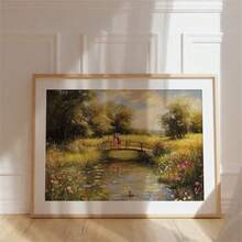 1 Pc Charming Spring Meadow With Spring Blossoms, Romantic Floral Landscape Printable Wall Art, Wall Decoration, Canvas Print, Oil Painting Poster, Modern Minimalist Style Print, Living Room And Room Decoration, Bathroom Decoration, Ideal Gift, No Frame