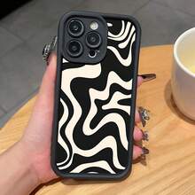 Simple Irregular Zebra Pattern Phone Case For Compatible With IPhone 16/16e/15/14/13/12/11/ProMax/Pro/Plus/XSMax/XS/X,For Compatible With Samsung Galaxy S22/S23/S24/S25/Plus/FE/Ultra,Fashion Female Summer Unique Android Y2k Cases Shockproof Anti-Drop Design Tpu Protection Soft Cover Men Casing Girl Women Ultimate Protective Fundas Para Protectores De Celulares Accessories Friend Gift Aesthetic Protector Forro De Teléfono - 黑色 - 查看 1
