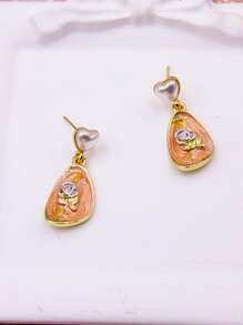 1 Pair Luxury Metal Oil-Drop Flower Shaped Earrings