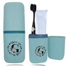 1pc Toothbrush Box Portable Detachable Organizer Case Mouthwash Cup Travel Toothbrush Storage Container Dustproof And Waterproof Toothpaste Holder Suitable Travel Accessories For Business Travel Initial Name 26 Letters Pattern - Blue - View 9