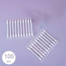 50/100pcs Individually Packaged Portable Ear Cleaning Double-Head Makeup Remover Sticks, One-Time Use